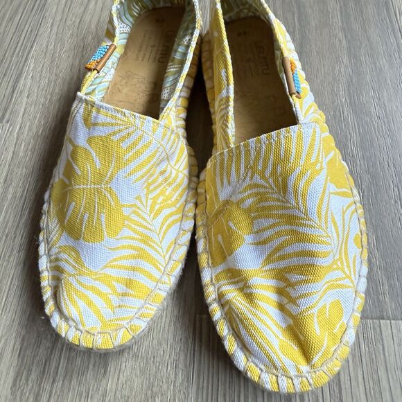 Ubuntu Life Shoes Women 8W Yellow Tropical Espadrille Flat Slip On Canvas - Picture 6 of 14